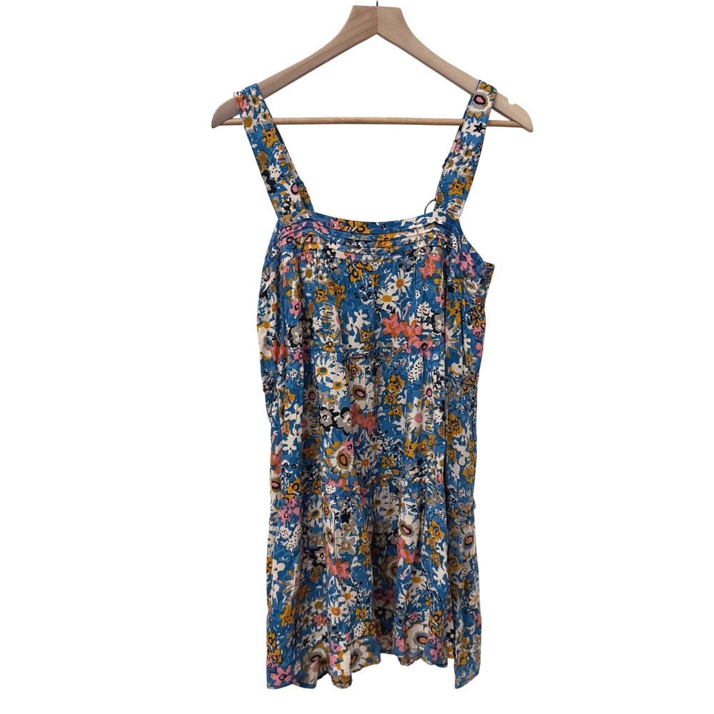 NATURAL LIFE Blue Floral Mini Dress with Multicolor Print
